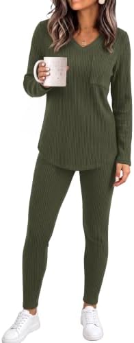 2 Piece Sets for Women Fall Family Christmas Pajamas Matching in 10-green