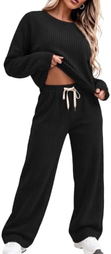 2 Piece Sets for Women Pajamas Sets Pjs Winter Fall Business in Black