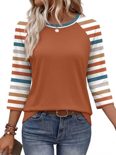 3/4 Length Sleeve Womens Tops Baseball Shirt Women Summer