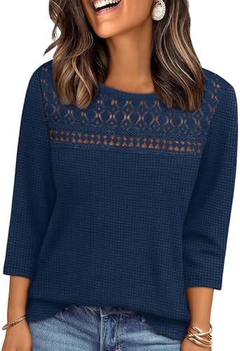 3/4 Length Sleeve Womens Tops Early Fall Fashion 2026 Plus Size