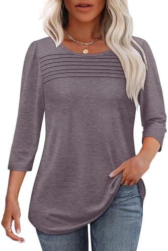 3/4 Length Sleeve Womens Tops Spring Blouses Trendy Casual