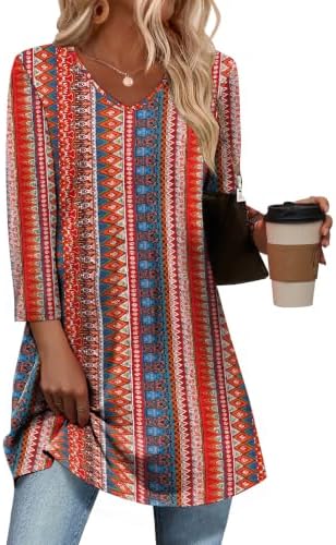 3/4 Sleeve Boho Tops For Women Short Sleeve Blouses For Women in Floral 01