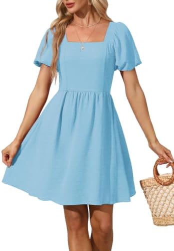 Baby Shower Dresses for Mommy Cute Puff Sleeve Square Neck