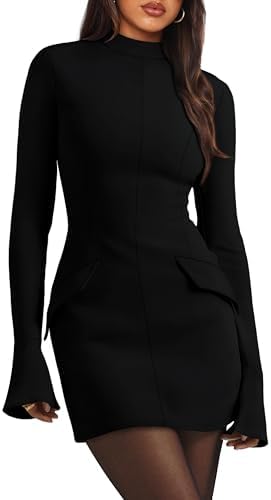 Black Cocktail Winter Dresses for Women 2026 Long Sleeve Dress