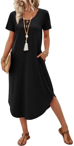 Black Dresses for Women 2026 Church Casual Midi Spring Dresses in A-black