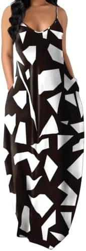 Black Maxi Dress for Women Vacation Dresses for Women Black and in Ce- Black and White