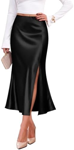 Black Maxi Satin Skirt for Women Winter Skirts for Women S