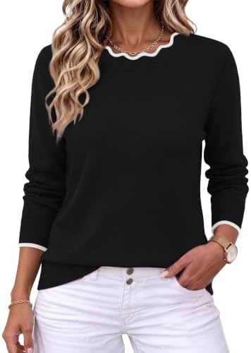 Black Sweater Fall Cozy Sweaters for Women Work Business Casual in Black