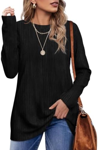 Black Tshirts for Women Long Sleeve Tops Fall Fashion Outfit in C32-irregular Black
