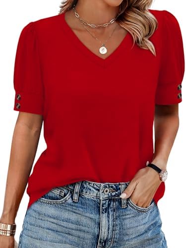 Blouses for Women Dressy Casual Beach Fashion Vacation 0utfits in Red