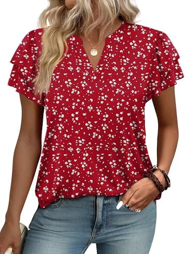 Blouses for Women Dressy Casual Business Casual Outfits for in Red Dot