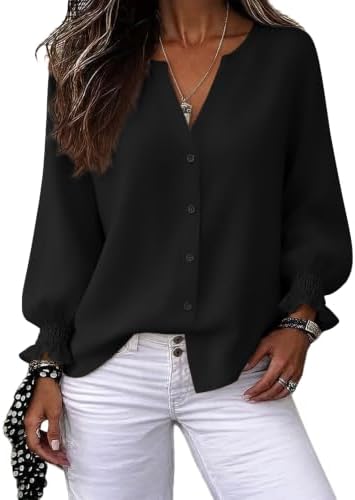 Blouses for Women Dressy Casual Long Sleeve Shirtsboho Tops in Black