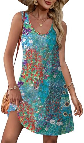 Boho Dresses for Women 2026 Summer Dresses Flowy V Neck Swing T in A Floral 14