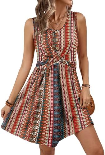 Boho Dresses for Women Beach Fashion Italian Dress Sleeveless in Boho Red