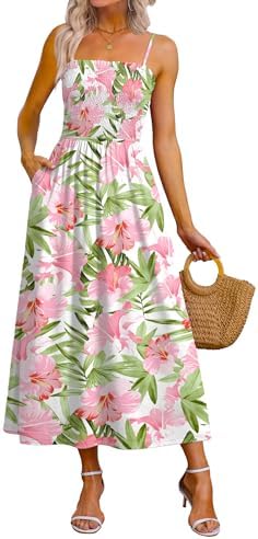 Boho Maxi Dress Spaghetti Strap Business Casual Resort Wear in Hawaii Floral