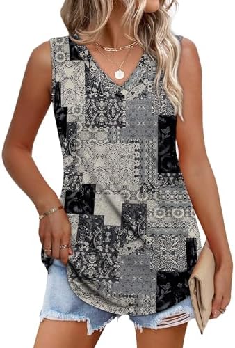Boho Tank Tops for Women 2026 Resort Wear Summer Outifts Beach in Boho Black White