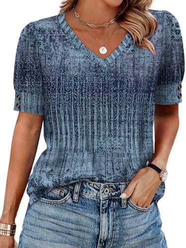 Boho Tops for Women Dressy Casual Blouses Plus Size Shirts in Z-boho Navy