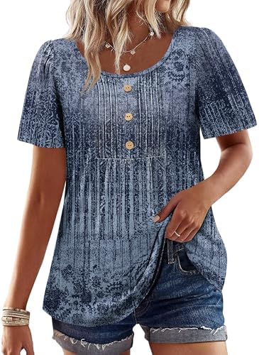 Boho Tops for Women Plus Size Fashion Clothing Babydoll Short in Z-boho Dusty Navy