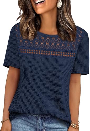Boho Tops for Women Short Sleeve Summer Clothes Blouses Dressy