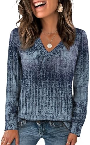 Boho Tops for Women V Neck T Shirts Beach Vacation Fall Outfits