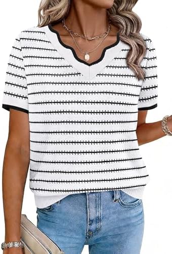 Business Casual Outfits for Women Business Casual Tops Summer in Black White Striped