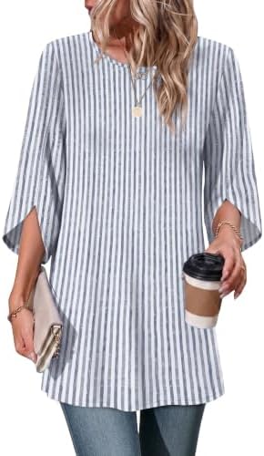 Business Casual Outfits for Women School Tops for Teachers Blue in Z Blue Stripe