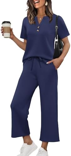 Business Casual Outfits for Women Summer Clothes Short Sleeve in Navy Blue