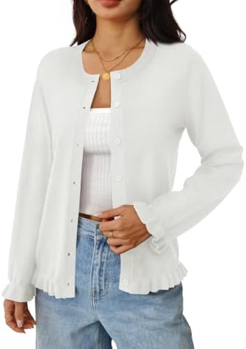 Cardigan Sweaters for Women Long Sleeve Fall Fashion Clothes XXL in White