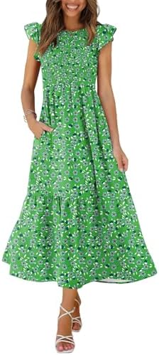 Casual Dress Floral Maxi Dress Bridal Shower Dress Spring in 04- Floral Green