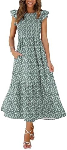Casual Dress Ruffle Dress Plus Size Maxi Dress for Women Floral in 16- Floral Green 2