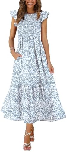 Casual Maxi Dress with Sleeves Flutter Sleeve Baby Shower Dress