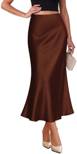 Chocolate Brown Flared Skirt Long Skirts for Women Fall M in Coffee