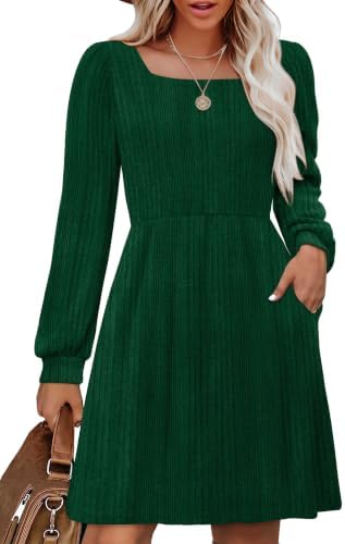 Christmas Dresses for Women Knit Sweater Dress for Woman Deep in Deep Green
