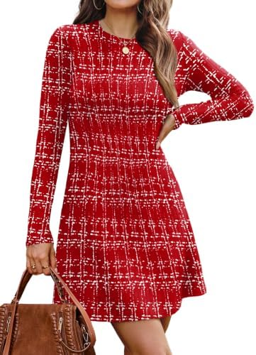 Christmas Outfits for Women Evening Dresses for Women Red Plaid in Red Plaid