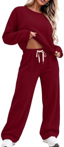 Christmas Pajamas for Women Sets Long Sleeve Matching Sets in Dark Red