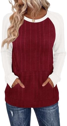 Christmas Sweaters for Women Early Fall Fashion Long Sleeve in Wine Red