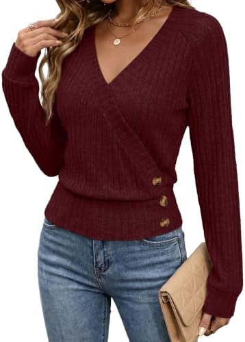 Christmas Sweaters for Women Holiday Tops Fall Clothes Wine Red in Burgundy