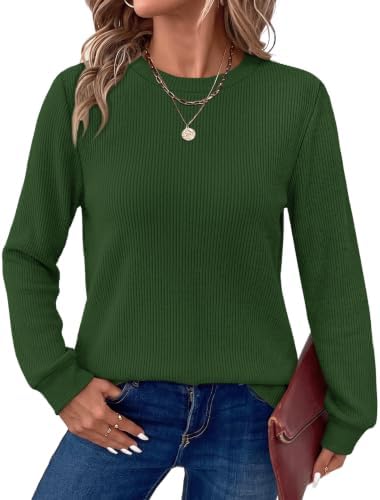 Cozy Sweater for Women Long Sleeve Tunic Tops Fall Trendy Green in Green