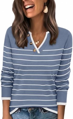 Cozy Sweaters for Women Pullover Lightweight Clothes Striped