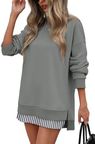 Crewneck Sweatshirt Tunic Tops for Women Loose Fit Dressy