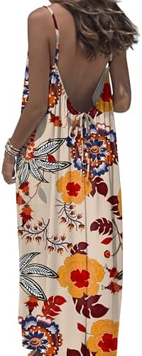 Dresses for Women Summer Dress Boho Maxi Dress Flowy Hawaiian in Y-floral Multi