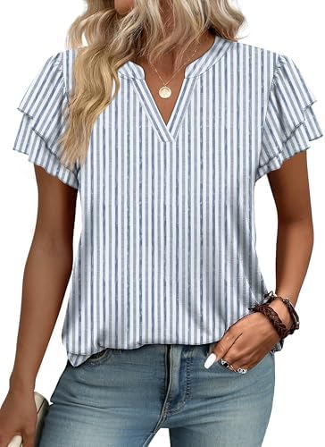 Dressy Tops for Women Blouses Womens Shirts Dressy Casual in Blue Striped