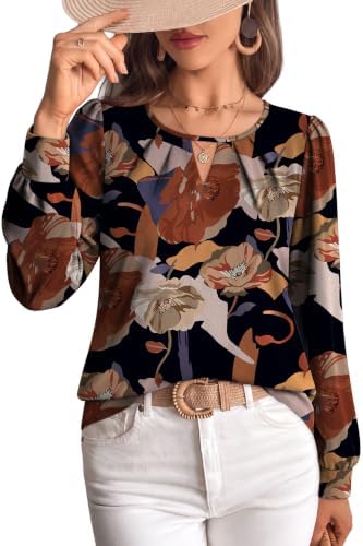 Dressy Tops for Women Fall Blouses Long Sleeve Shirts Loose Fit in Maroon