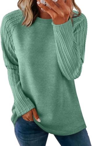 Early Fall Fashion Womens Tops Dressy Casual Long Sleeve Shirts in Green