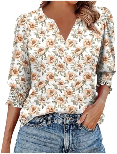 Elbow Length Tops for Women Dressy Casual Work Bussiness in 06 White