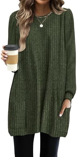 Fall Clothes Long Sleeve Tops Cute Business Blouses Women's in Armygreen