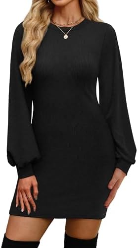 Fall Dresses for Women 2026 Early Fashion Clothing Long Sleeve in Black
