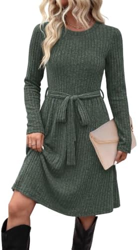 Fall Dresses for Women Long Sleeve Casual Dress with Pockets S