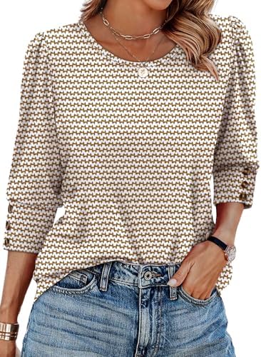 Fall Fashion Must Haves Boho Tops for Women Trendy Business in Z-brown White