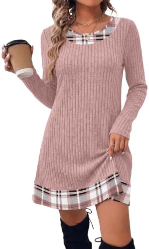 Fall Fashion Must Haves Sweater Dress Winter Dresses Long in Pink Plaid